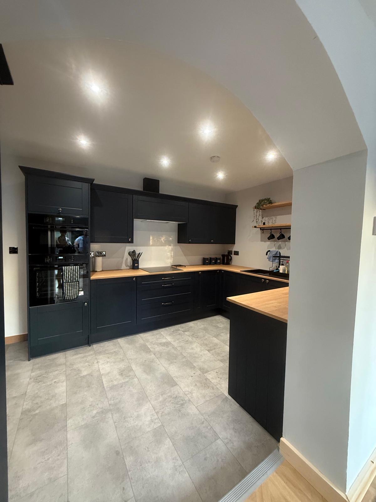 Matt Navy Kitchen Fit-Out — completed by Building Fit & Renovations LTD in Maidstone, Kent